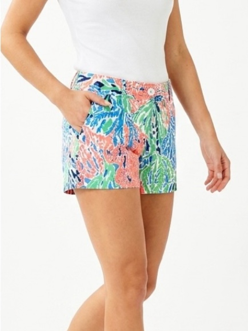 Lilly Pulitzer Callahan Shorts 6 Pink Green Tropical Palm Print  100% cotton